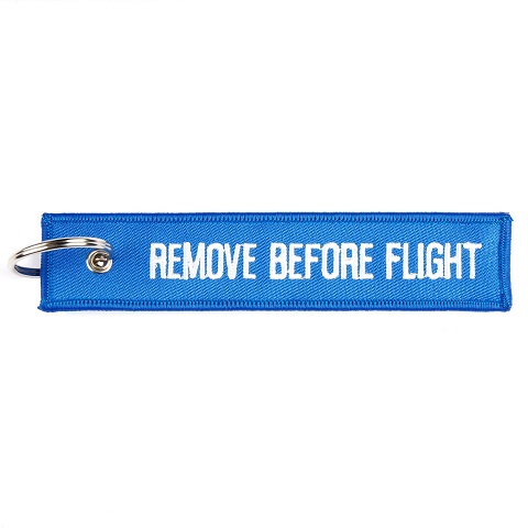 Brelok do kluczy Remove before flight niebieska